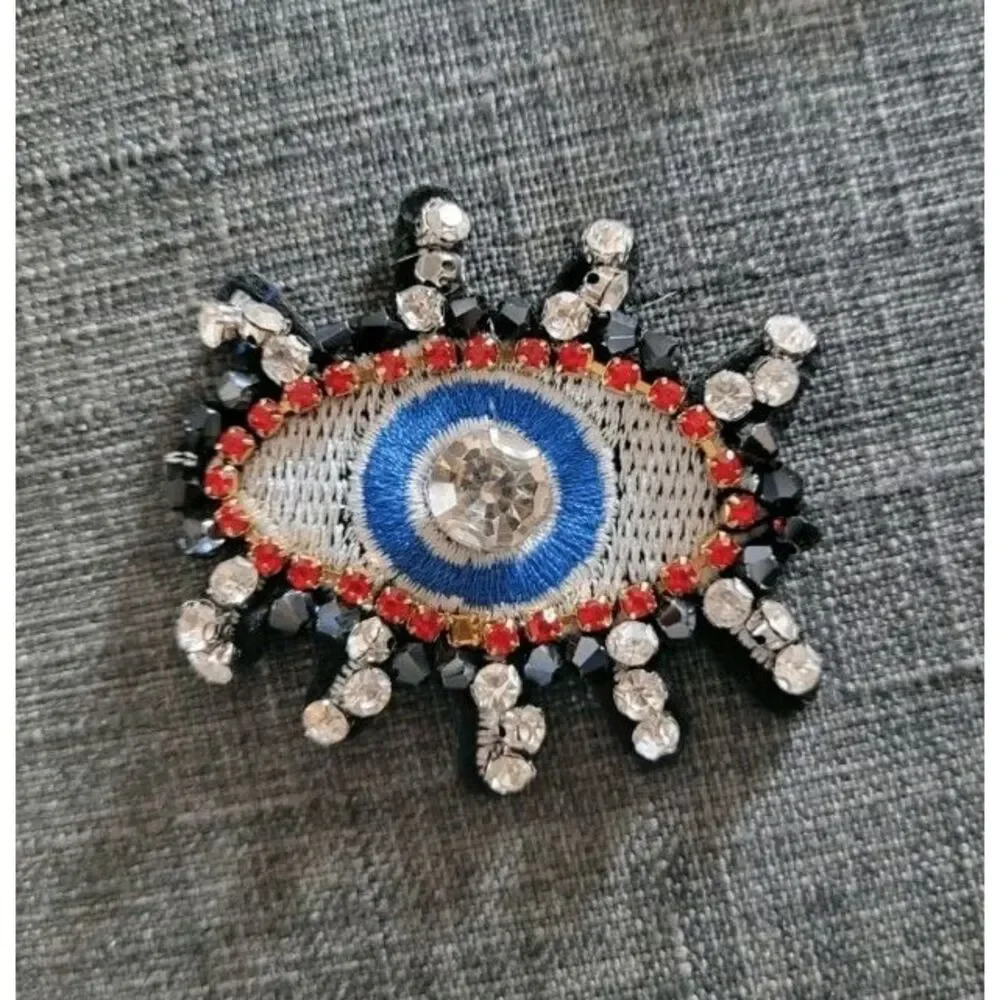 Beaded Rhinestone Eyeball Applique 2